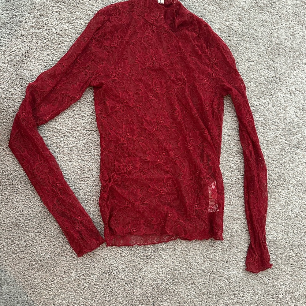 Elegant Red Lace Women's Top
